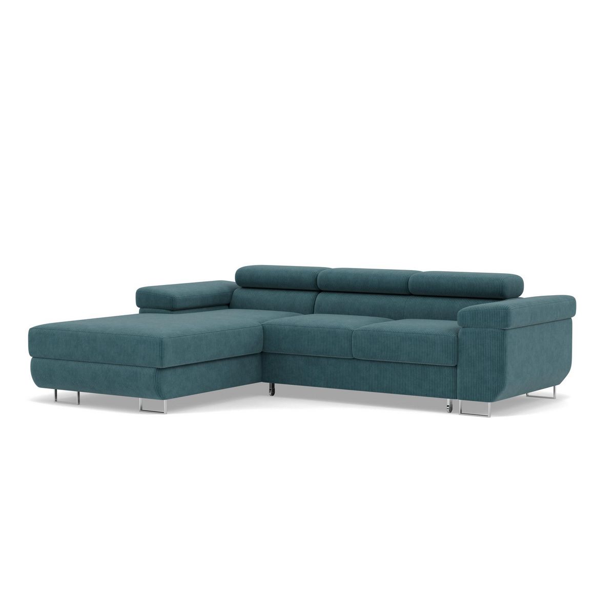 BEST MOBILIER Pablo - canapé d'angle gauche - 6 places - convertible avec coffre et têtières réglables - en velours côtelé