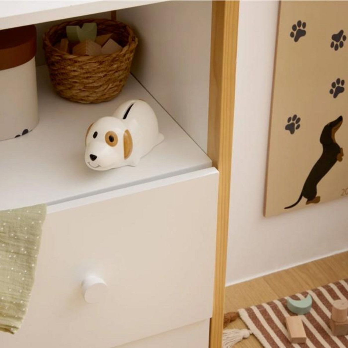 Atmosphera Kids Tirelire Enfant Chien  Scott  15cm Blanc