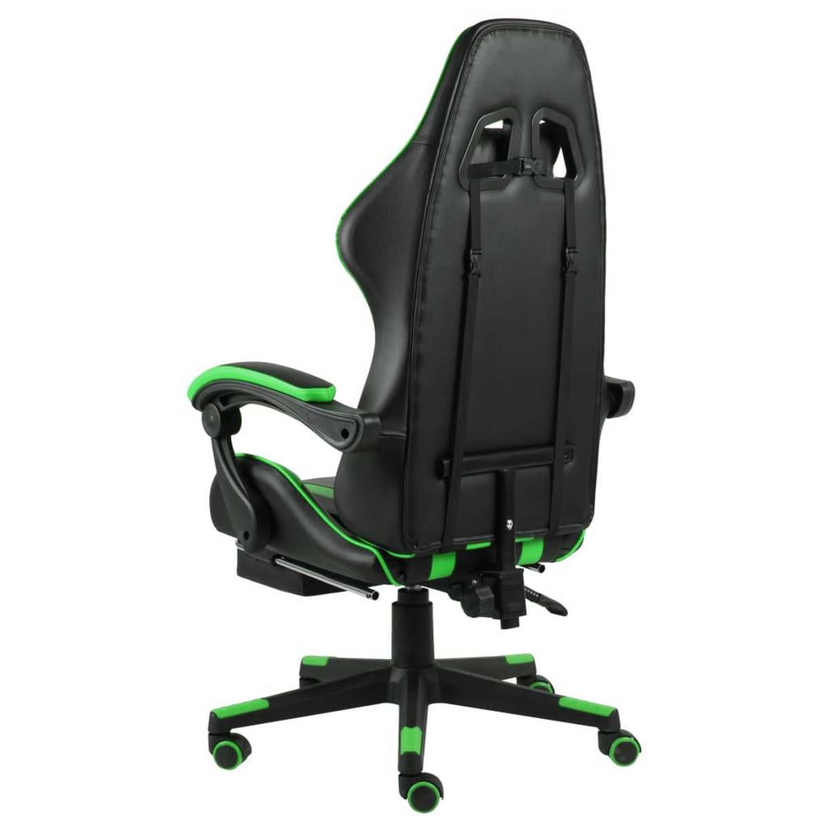 VIDAXL Fauteuil de jeux video avec repose-pied Noir et vert Similicuir