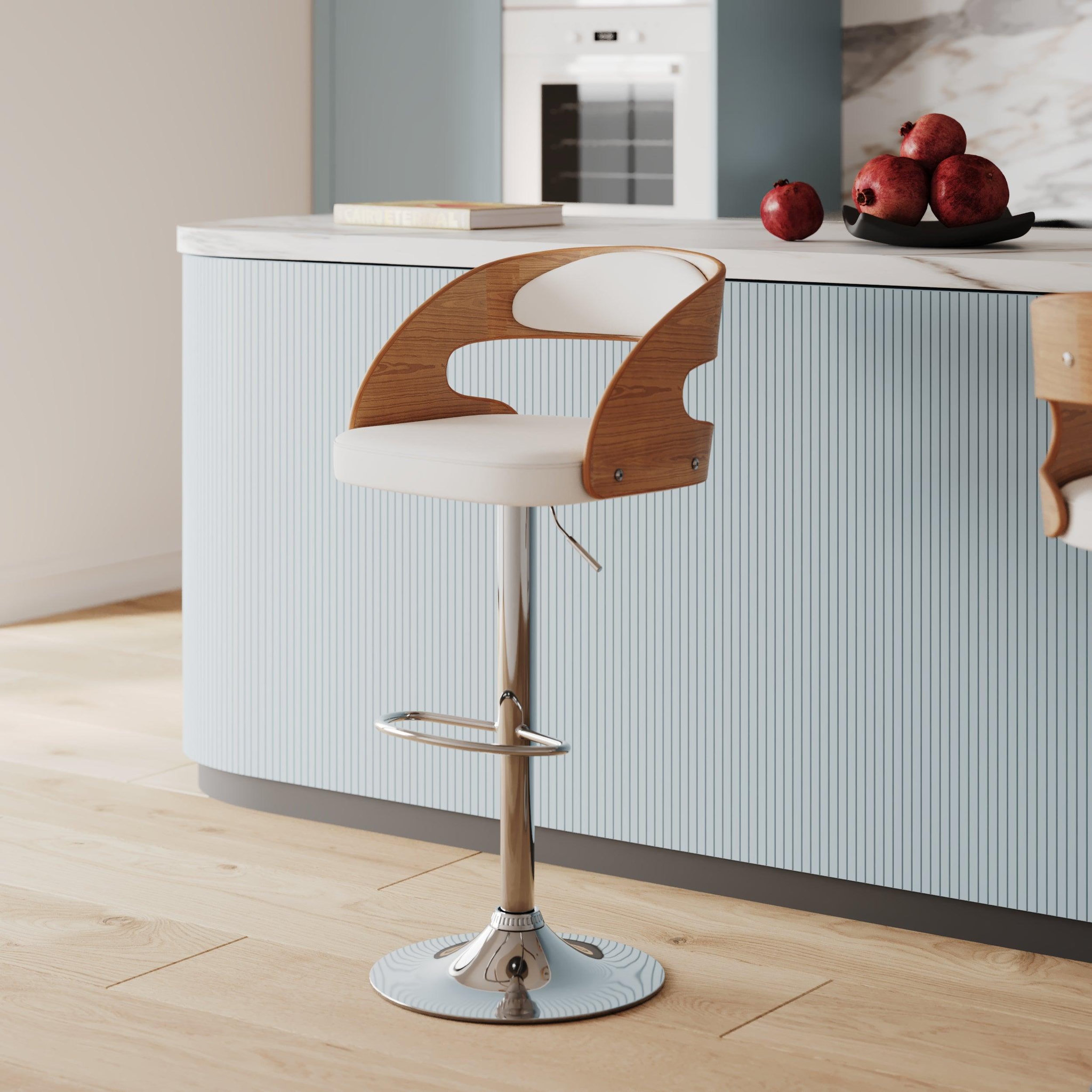 Voir la diapositive 2 : MAISON PAVANE Chaise de bar réglable 62/84 cm en cuir synthétique blanc-louis