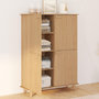 Voir la diapositive 3 : ID MARKET Meuble de rangement 4 portes JULIETTE effet lattes tasseau bois coloris chêne
