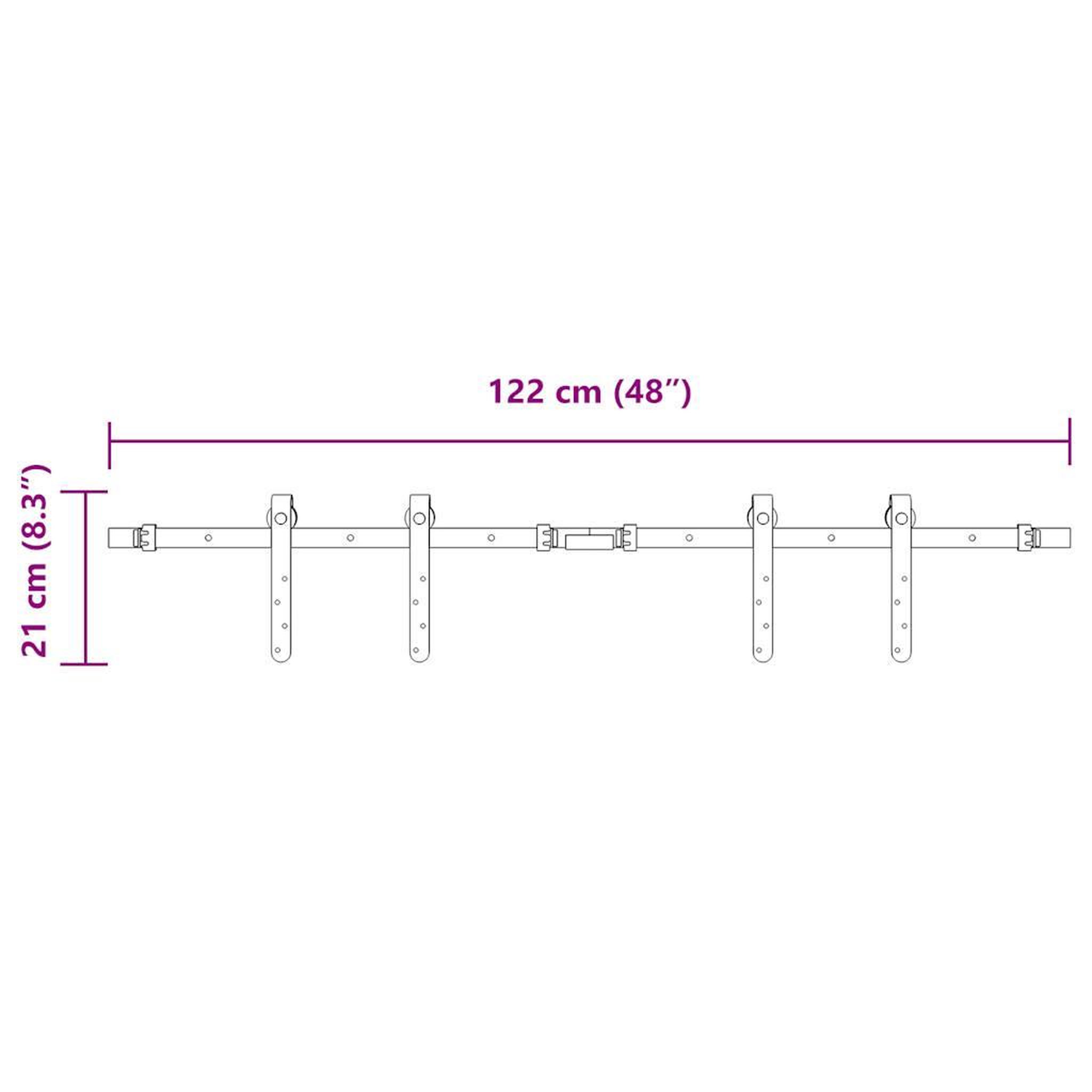 Voir la diapositive 6 : VIDAXL Kit de porte d'armoire coulissante 122 cm acier au carbone