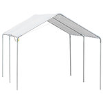 OUTSUNNY Carport auvent pour voiture 5,95L x 2,90l x 2,60H m acier galvanisé robuste PE haute densité. Coloris disponibles : Blanc, Gris