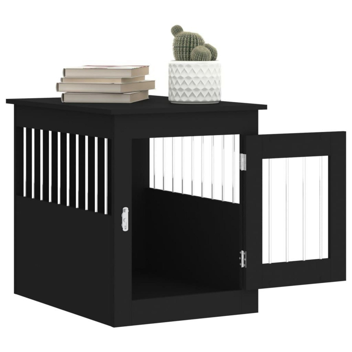 VIDAXL Meuble de cage pour chiens noir 55x75x65 cm bois d'ingenierie