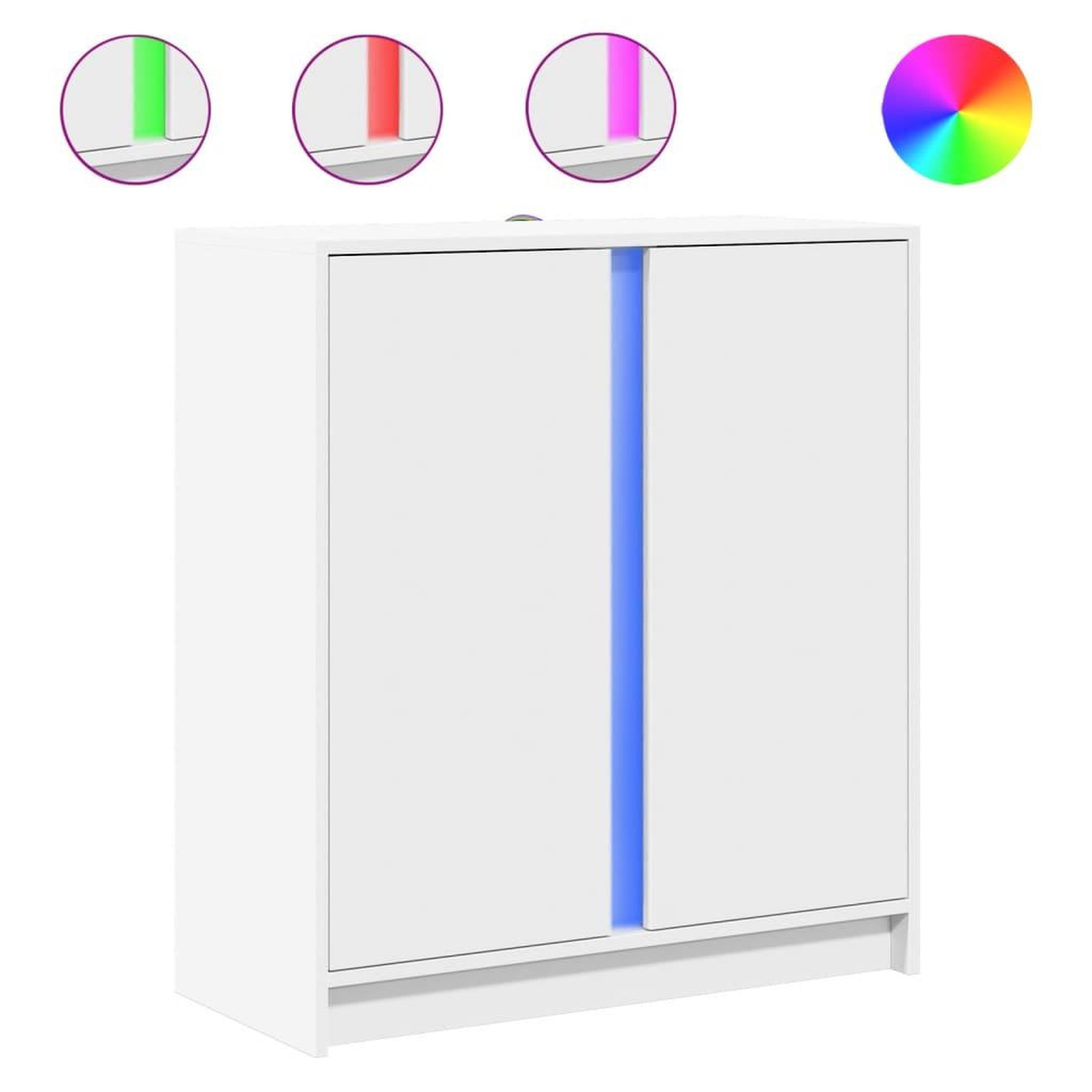 Voir la diapositive 2 : VIDAXL Buffet avec LED blanc 77x34x85 cm bois d'ingenierie