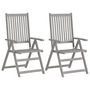 Voir la diapositive 2 : VIDAXL Chaises inclinables de jardin lot de 2 et coussins Bois acacia