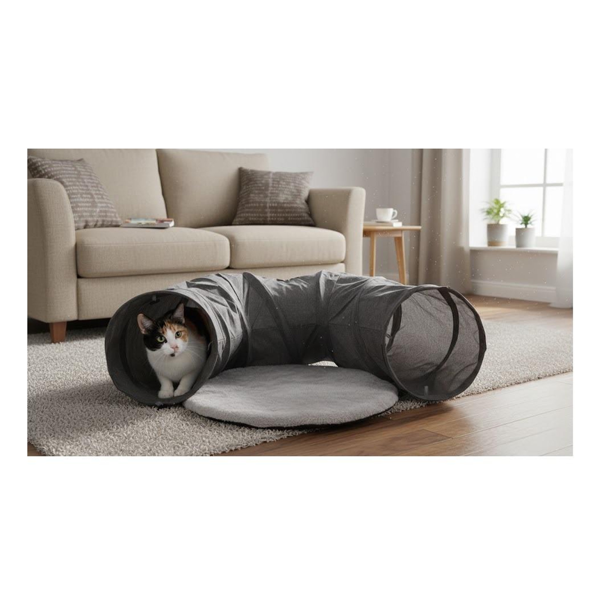 Voir la diapositive 2 : Eden Jeu tunnel interactif pour chat gris foncé avec balle 95 cm