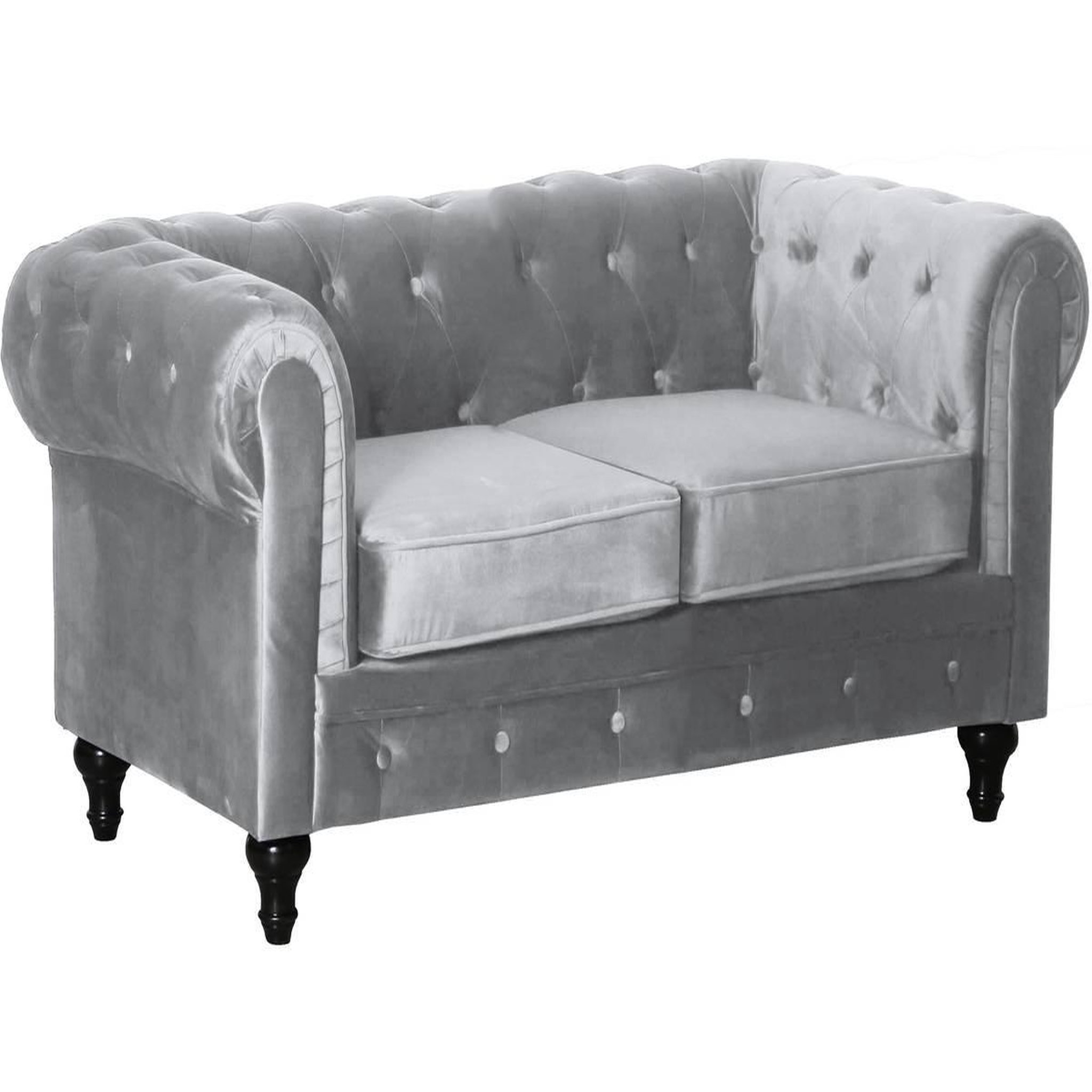 Habitat et Jardin Canapé fixe chesterfield velours  aliza  - 157 x 82 x 70 cm - 2 places - gris