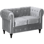 Habitat et Jardin Canapé fixe Chesterfield Velours  Aliza  - 157 x 82 x 70 cm - 2 places - Gris