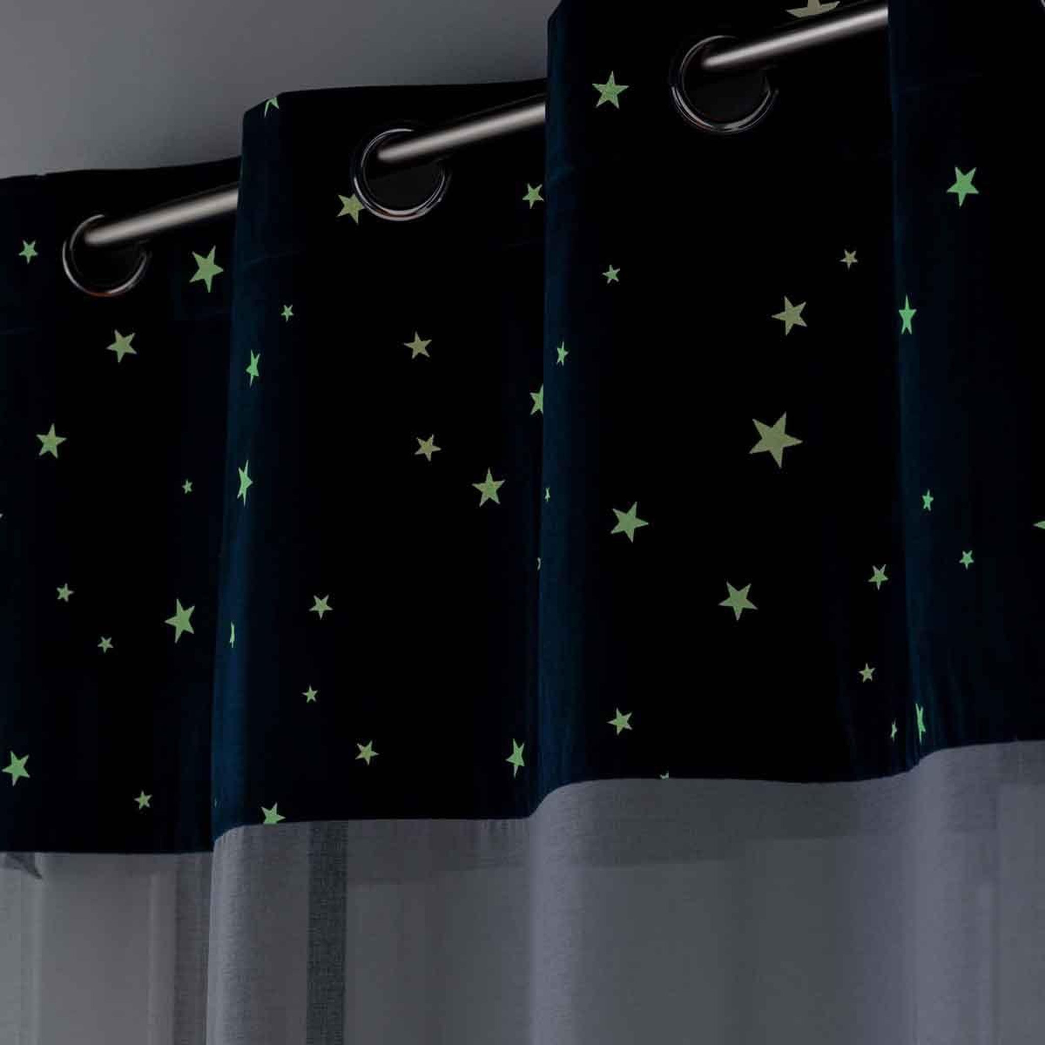 Voir la diapositive 5 : Douceur d'Intérieur Rideau Voilage Phosphorescent  Moonlight  140x280cm Bleu