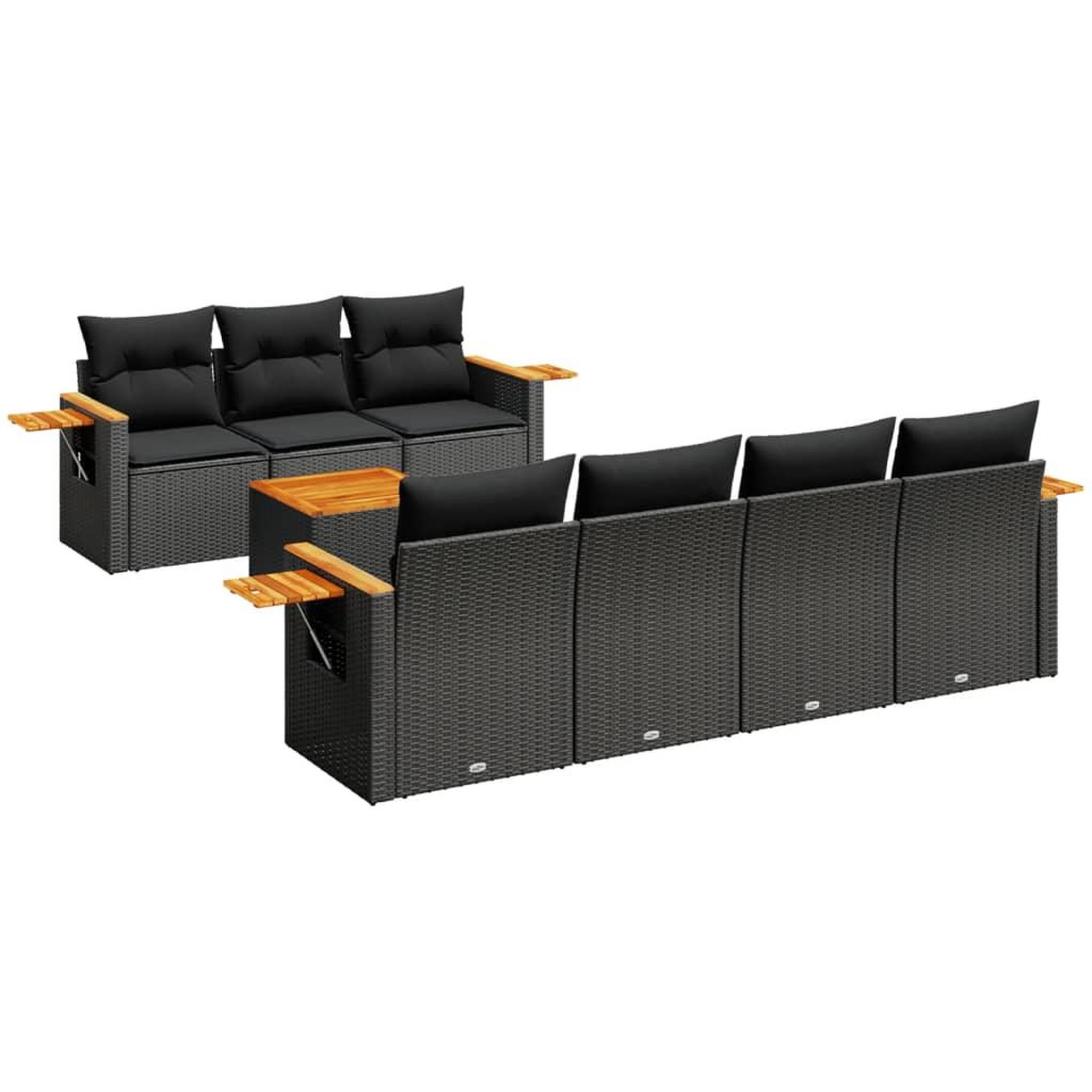 Voir la diapositive 2 : VIDAXL Salon de jardin 8 pcs avec coussins noir resine tressee