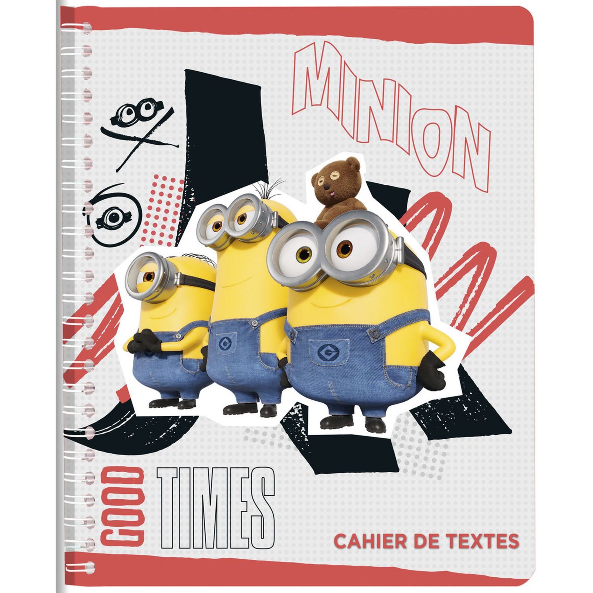 Cahier De Texte à Spirale Les Minions Gris Et Rouge Good Times Pas Cher ...