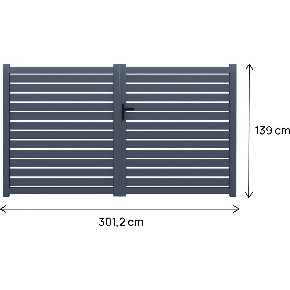 Habitat et Jardin Portail aluminium semi ajouré  Julien  - 300 x 140 cm - Gris