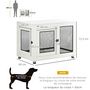 Voir la diapositive 3 : PAWHUT Cage pour chien sur pied style industriel - 2 portes verrouillables, coussin inclus - acier maillé noir panneaux aspect bois blanc