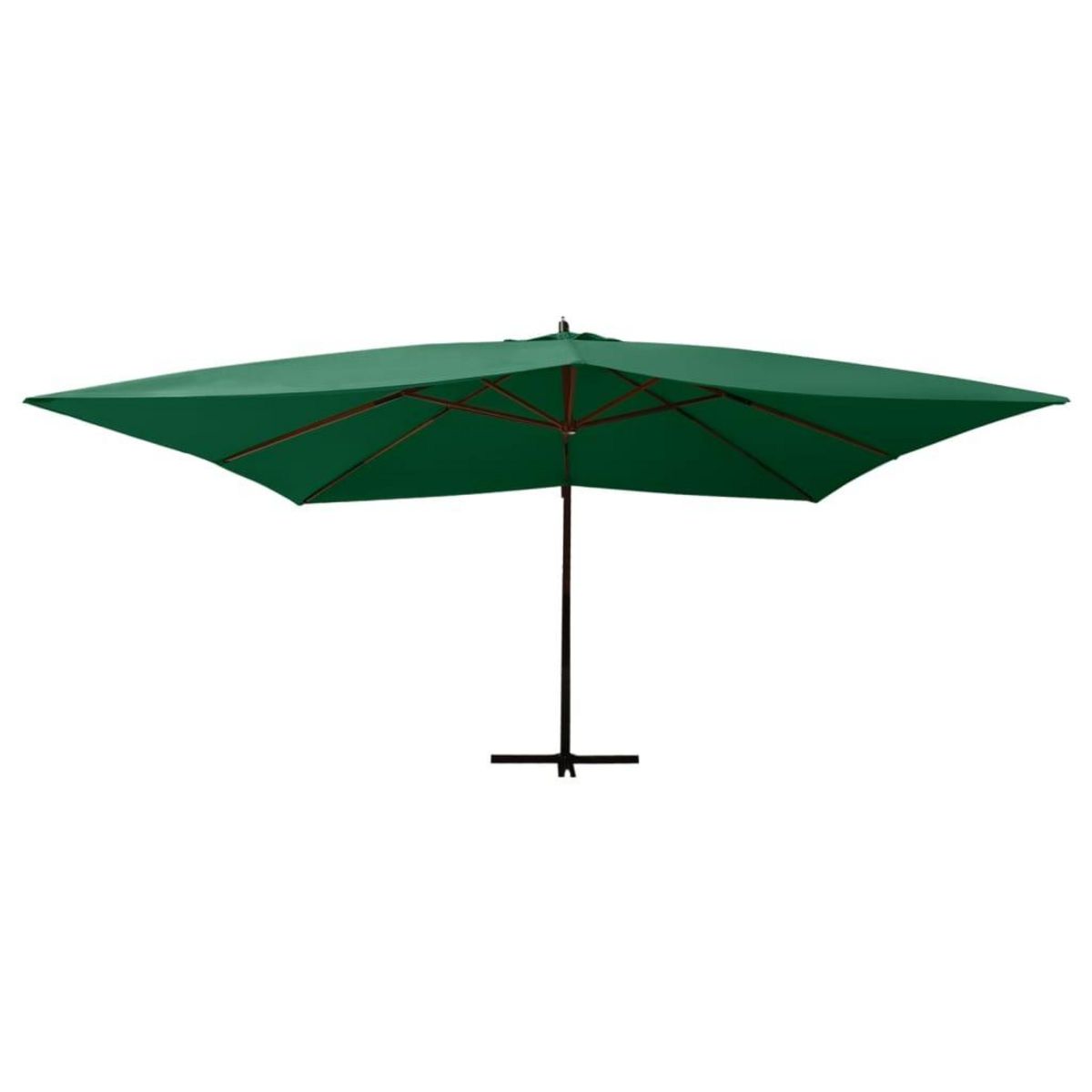 VIDAXL Parasol de jardin en porte-a-faux avec mat en bois vert