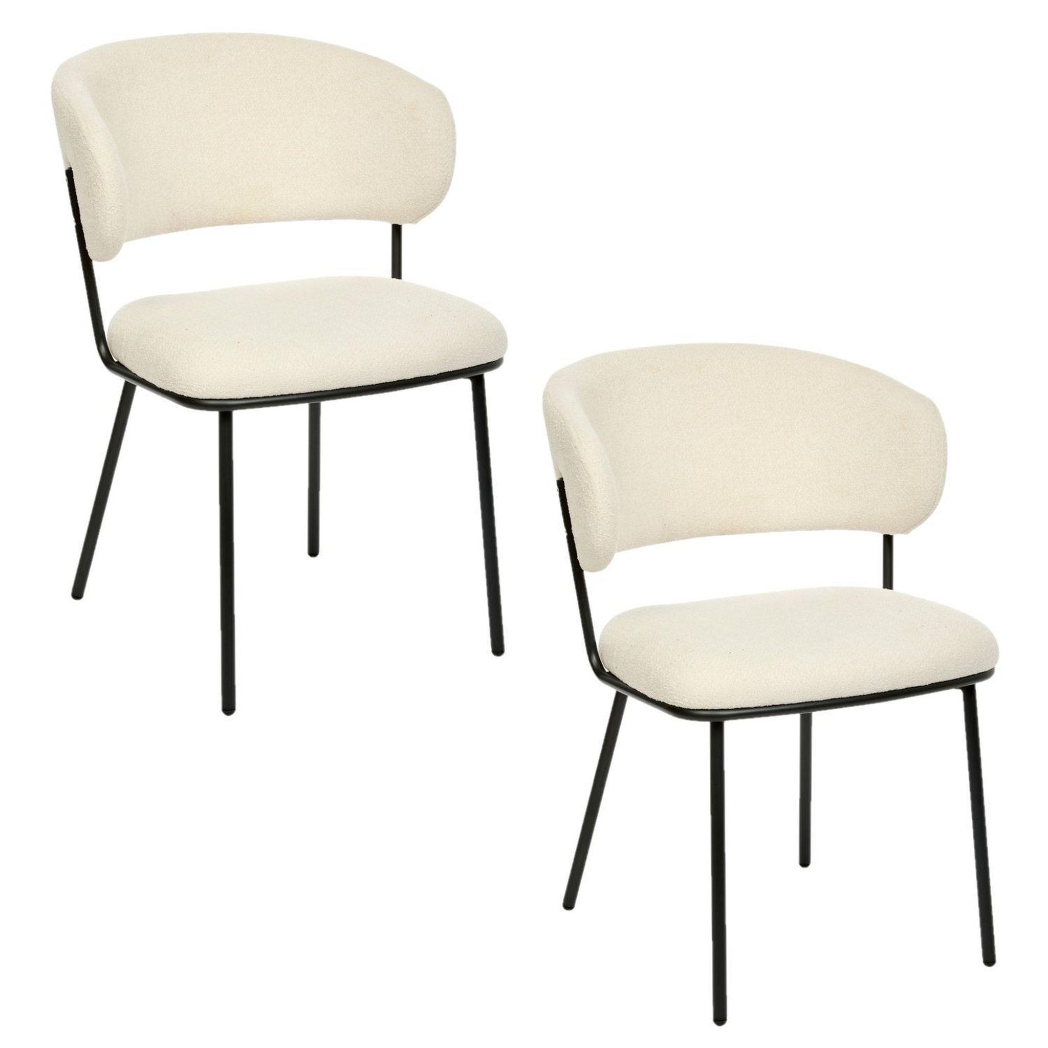 TOILINUX Lot de 2 chaises en tissu chenille et pieds métal alba. Coloris disponibles : Marron, Rouge, Blanc, Beige