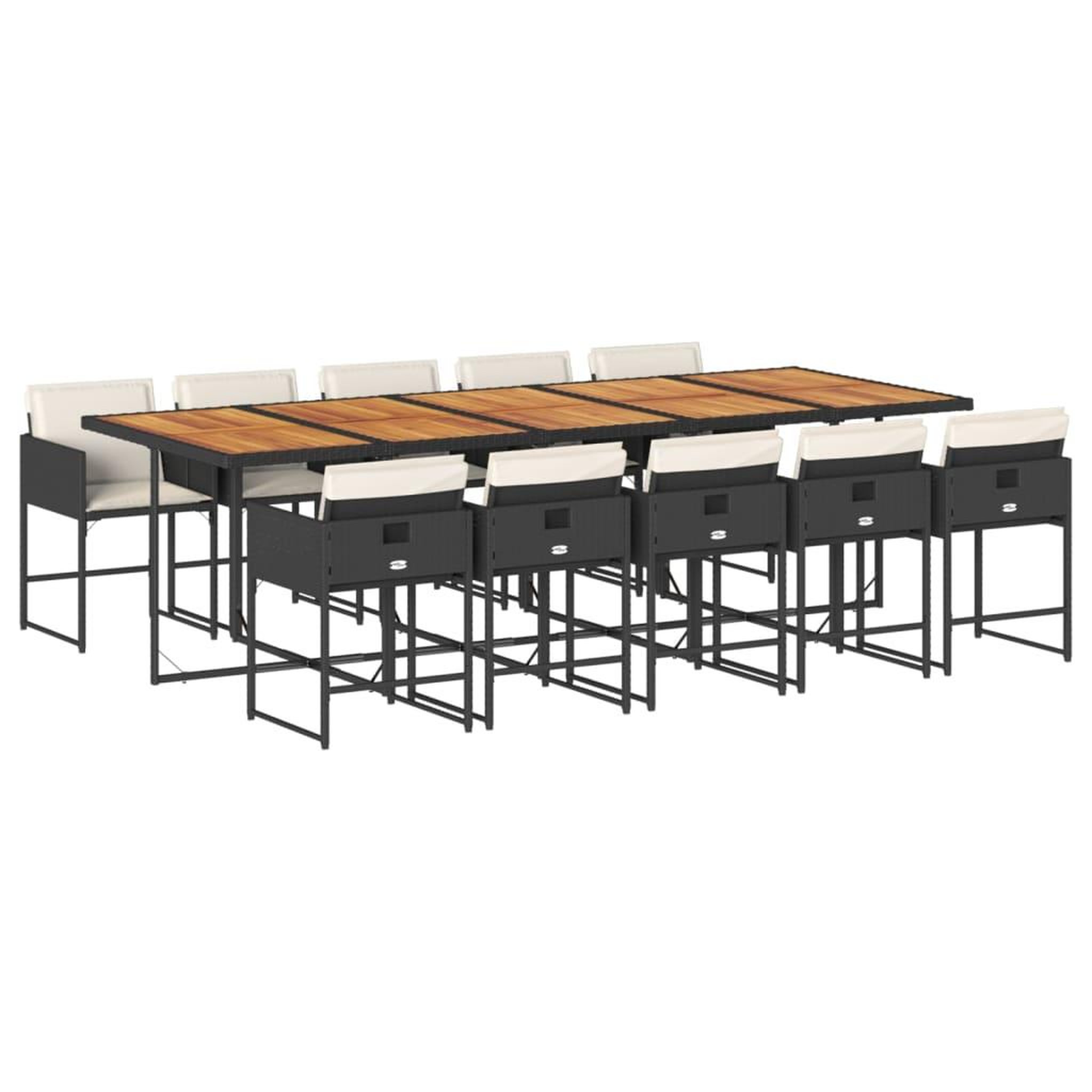 Voir la diapositive 2 : VIDAXL Ensemble a manger de jardin 11 pcs coussins noir resine tressee
