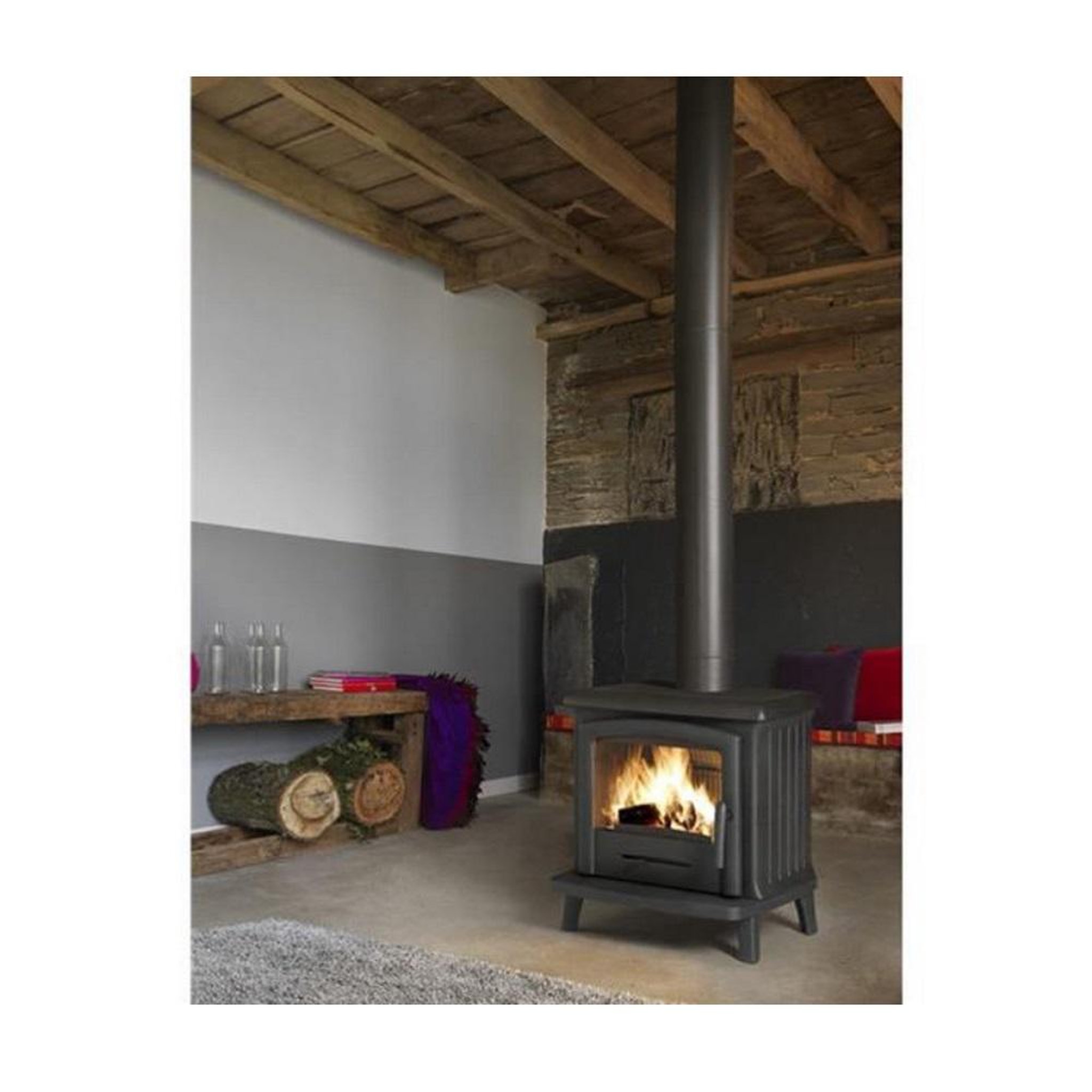 Voir la diapositive 3 : Invicta Poêle à bois fonte 6kw anthracite - 9121-44
