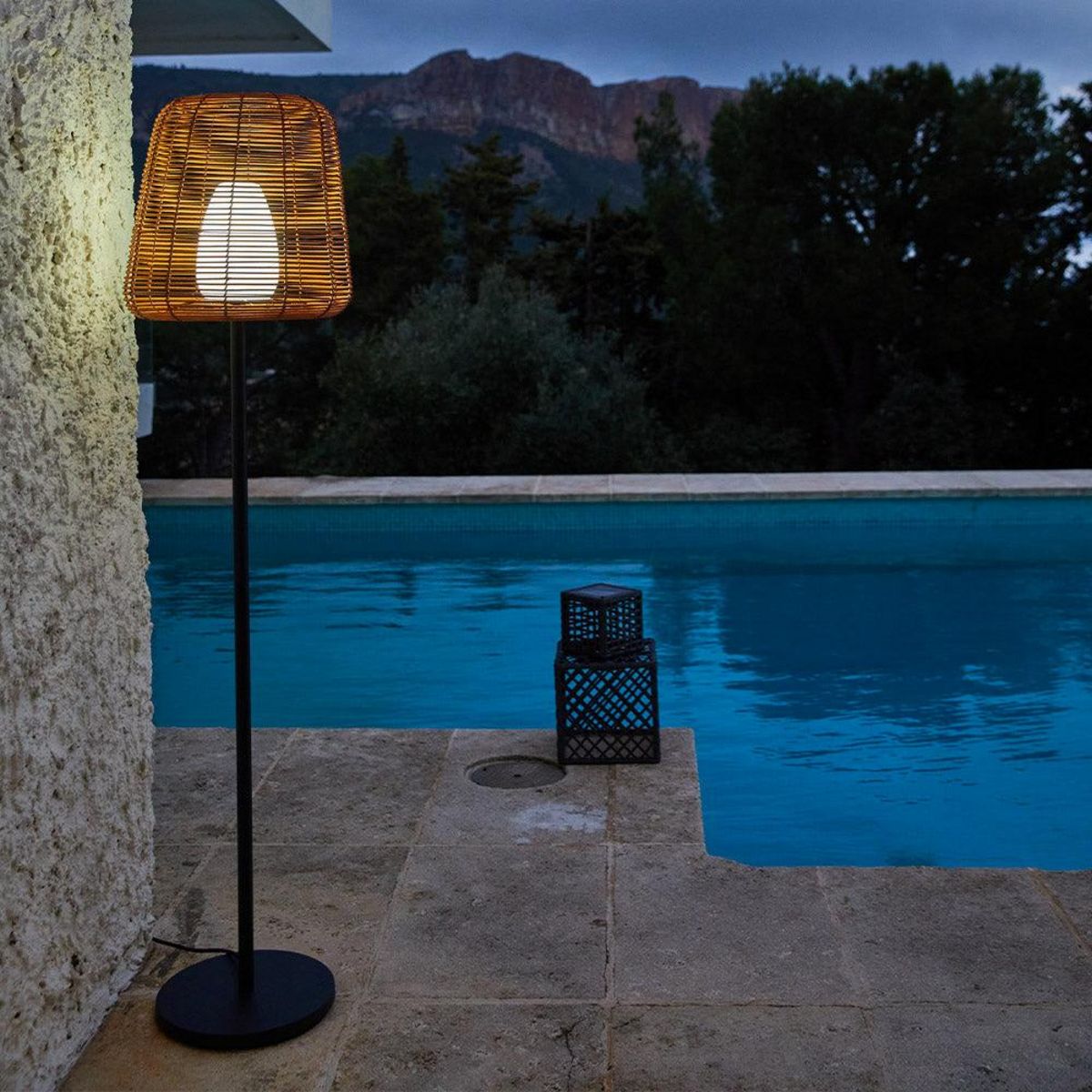 Lumisky Lampadaire ext filaire BOHEME Bois Poly rotin H150CM