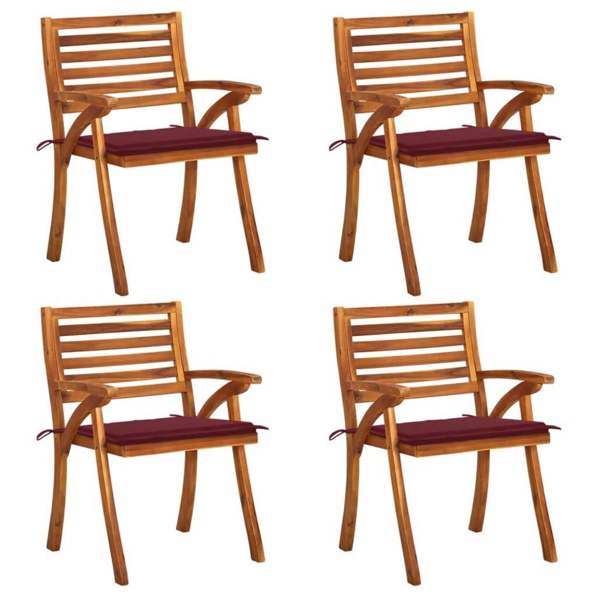 VIDAXL Chaises de jardin avec coussins lot de 4 Bois de teck solide