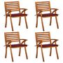 Voir la diapositive 1 : VIDAXL Chaises de jardin avec coussins lot de 4 Bois de teck solide