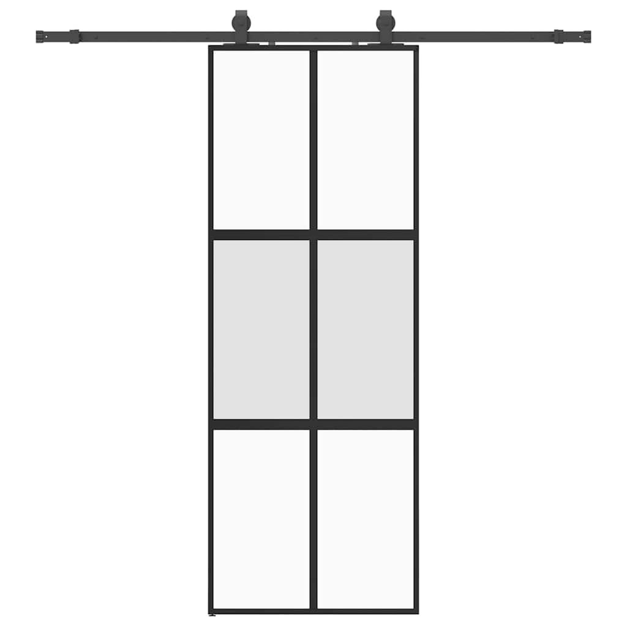 Voir la diapositive 2 : VIDAXL Porte coulissante kit quincaillerie noir 76x205 cm verre trempe