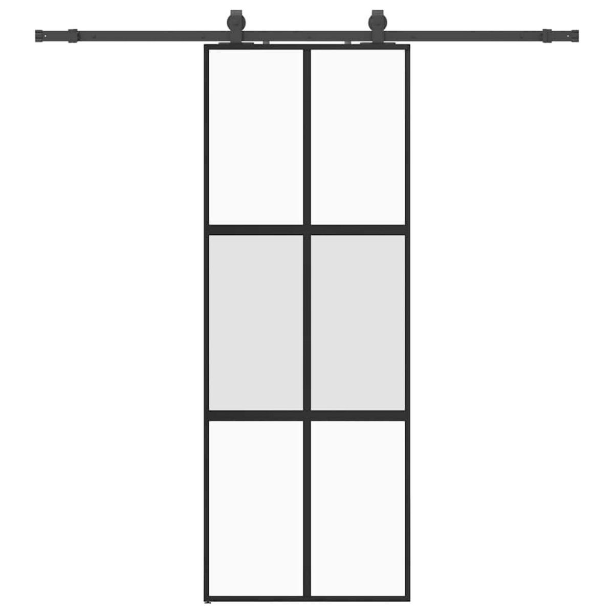 VIDAXL Porte coulissante kit quincaillerie noir 76x205 cm verre trempe