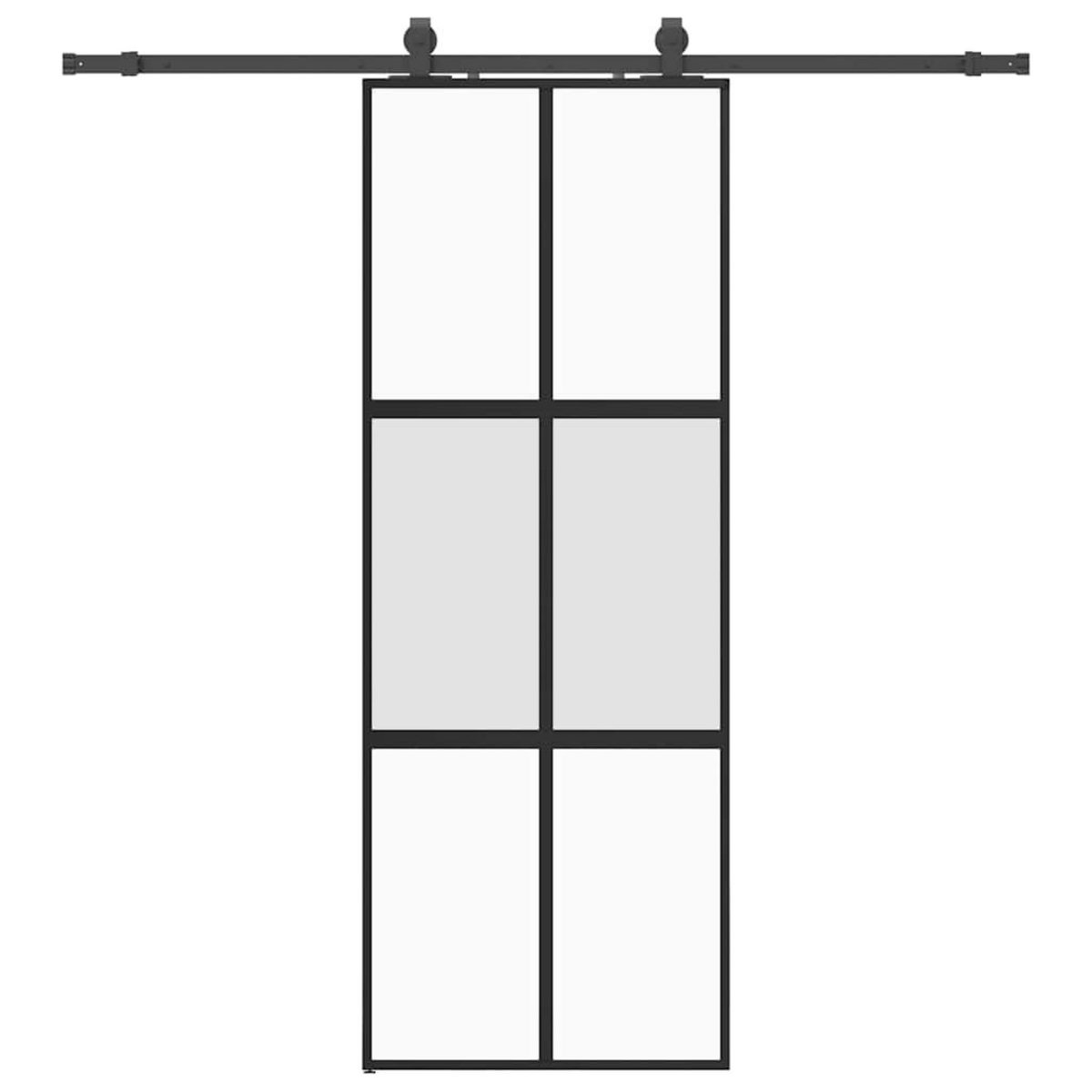 VIDAXL Porte coulissante kit quincaillerie noir 76x205 cm verre trempe