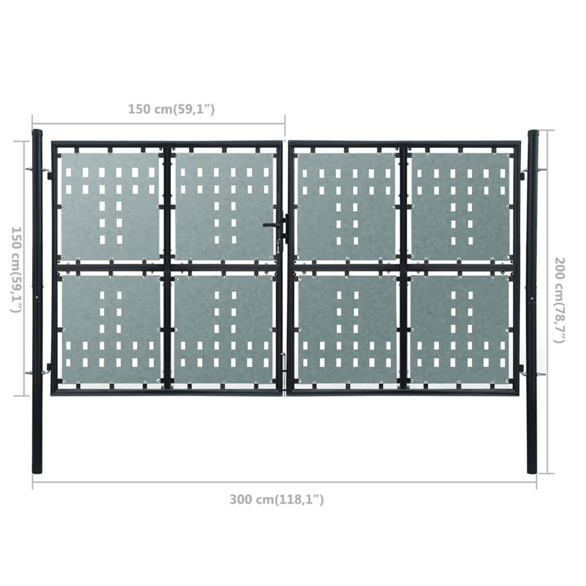 Voir la diapositive 6 : VIDAXL Portail simple de cloture Noir 300x200 cm