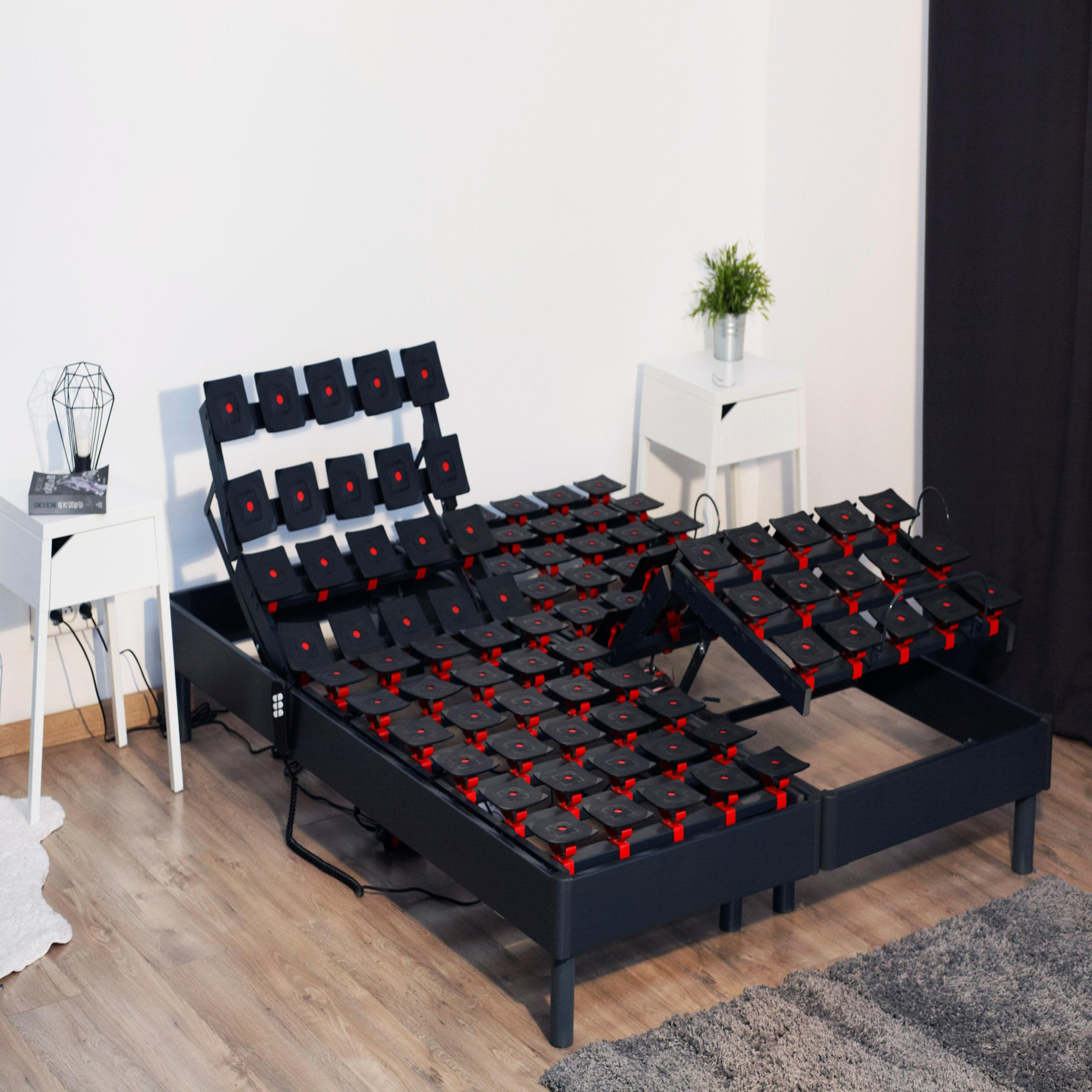 Voir la diapositive 2 : Ensemble TPR tous plots réglables + Matelas Mousse 2x90x200 cm MEMORYLUX