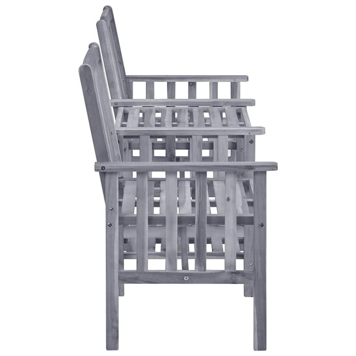 VIDAXL Chaises de jardin avec table a the et coussins Acacia solide