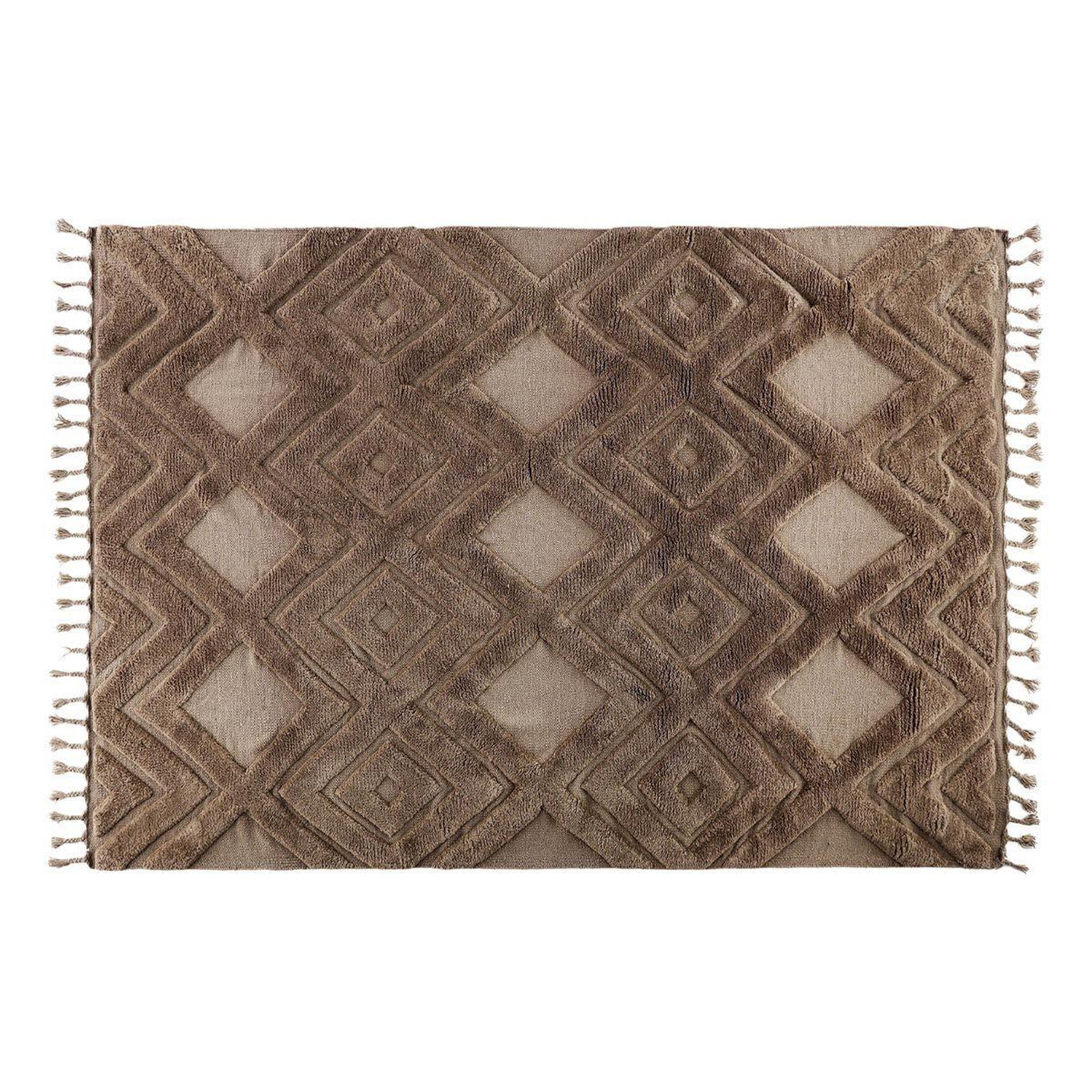 Voir la diapositive 1 : Paris Prix Tapis déco en laine  dahlia  200x300cm marron foncé