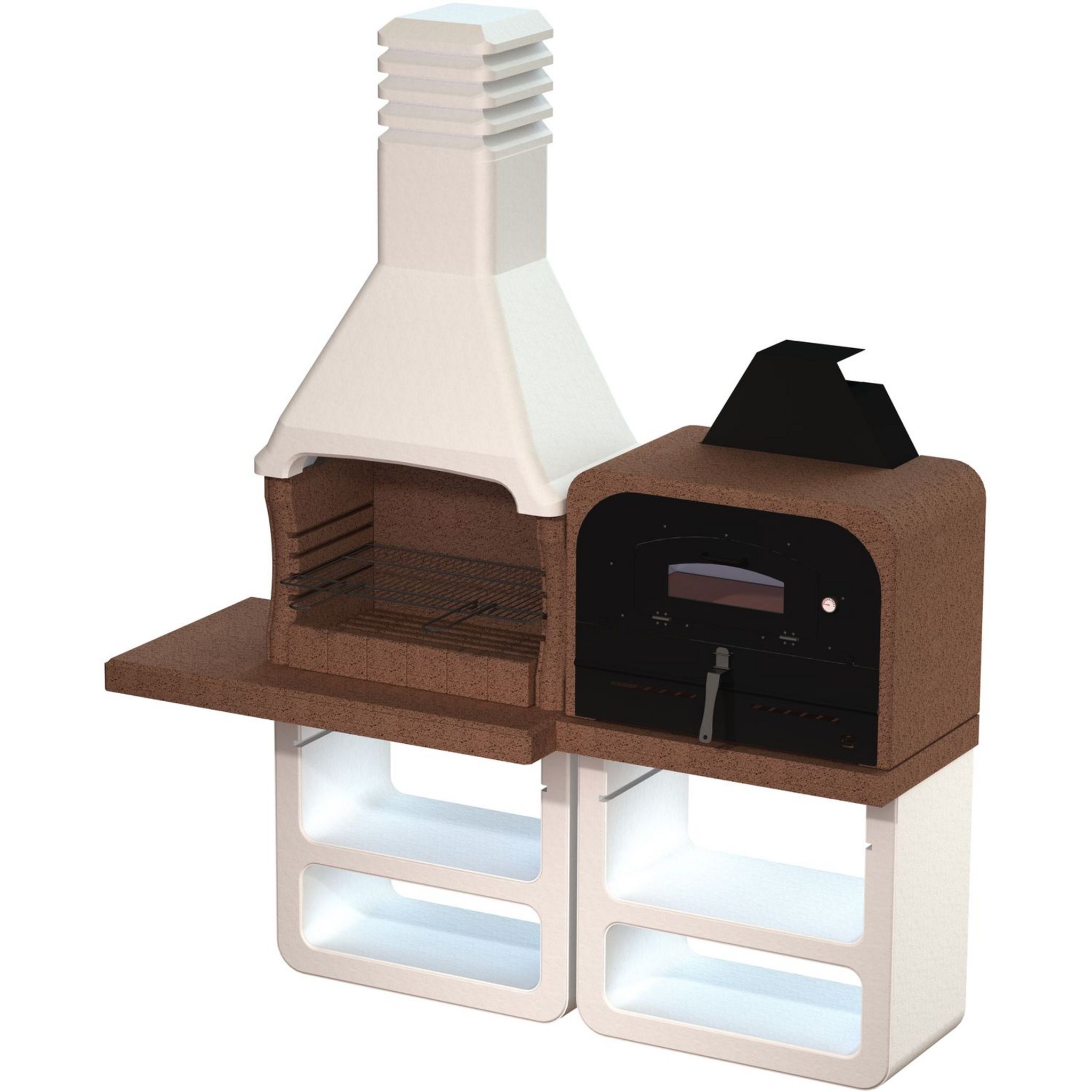 Sarom Barbecue - four combiné fixe charbon - En pierre - PORTOFINO