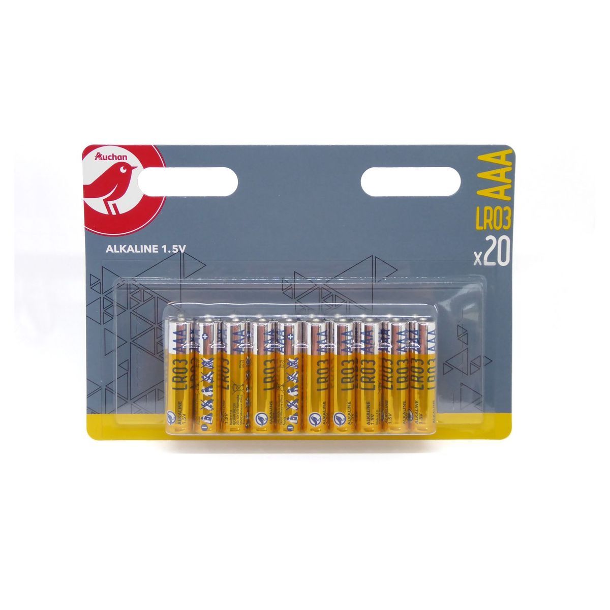 AUCHAN Piles alcalines LR3 AAA lot de 20 pièces 20 piles