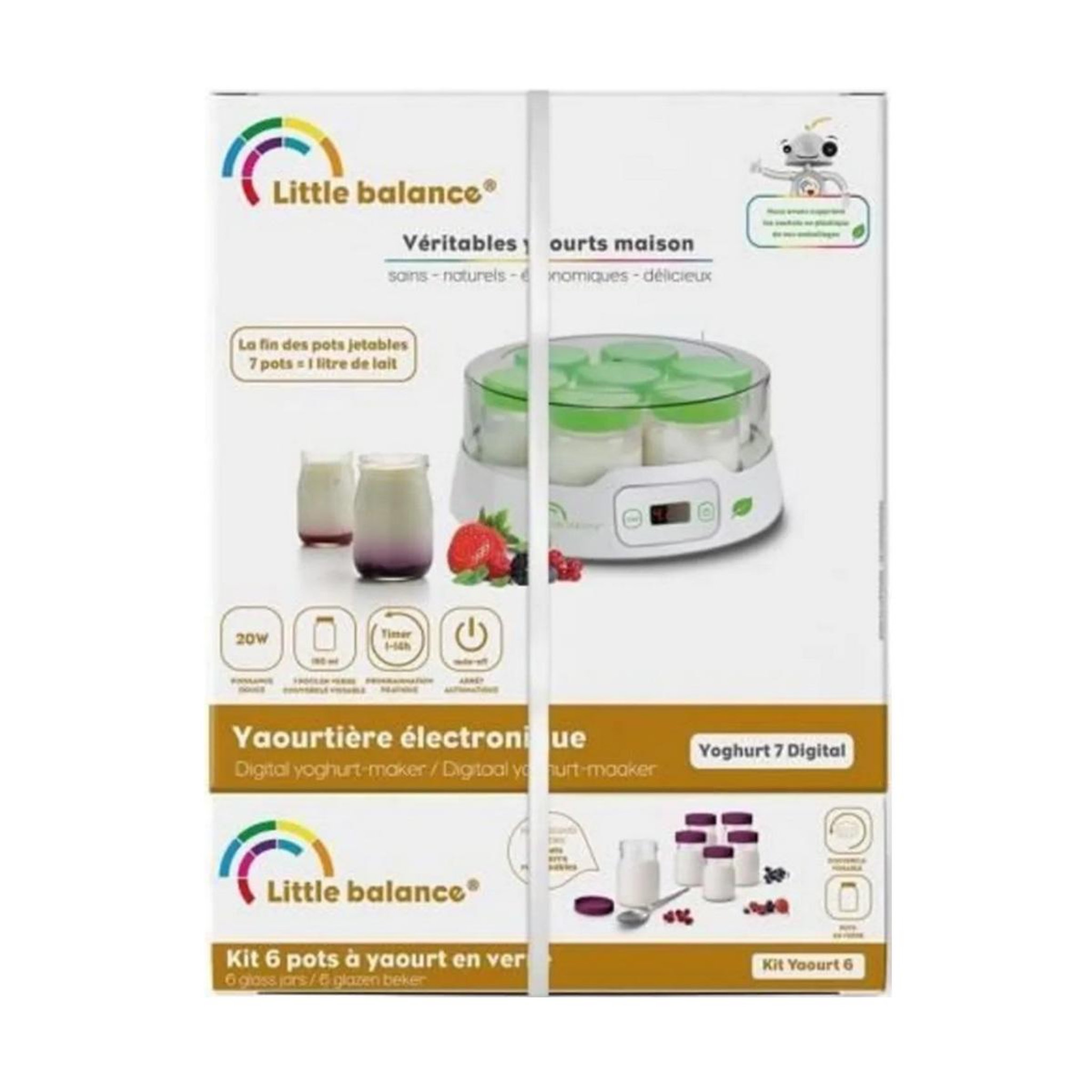 Voir la diapositive 3 : LITTLE BALANCE Yaourtière 7 pots + lot de 6 pots supplémentaires 12w - 8487