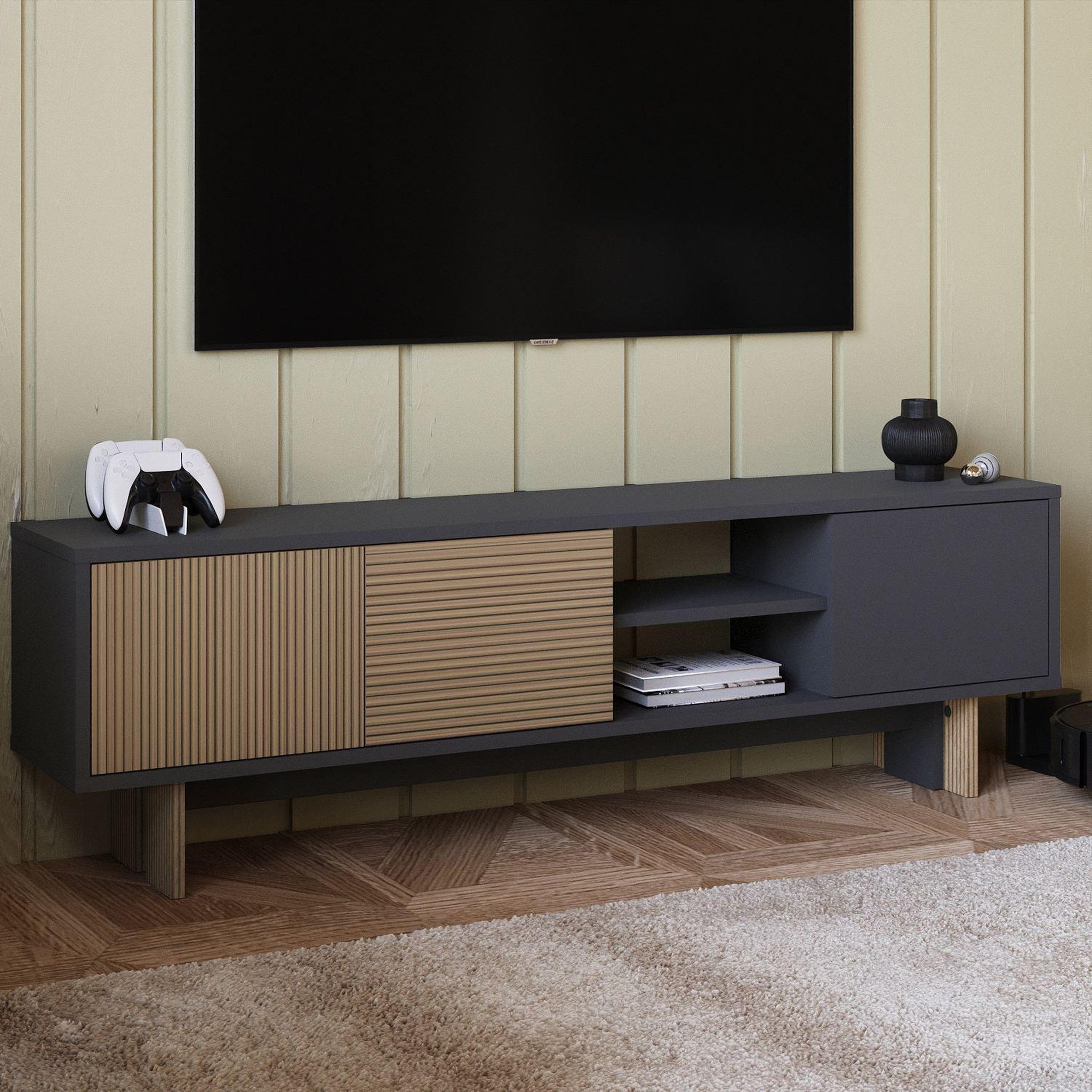 Voir la diapositive 3 : Habitat et Jardin Meuble tv en bois  ravello  - 150 x 30 x 45 cm - marron