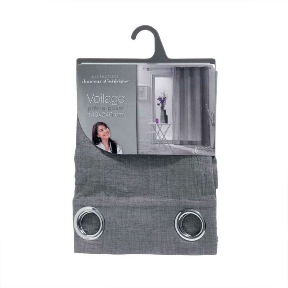 Paris Prix Rideau Voilage à Œillets  Mitsy  140x240cm Gris