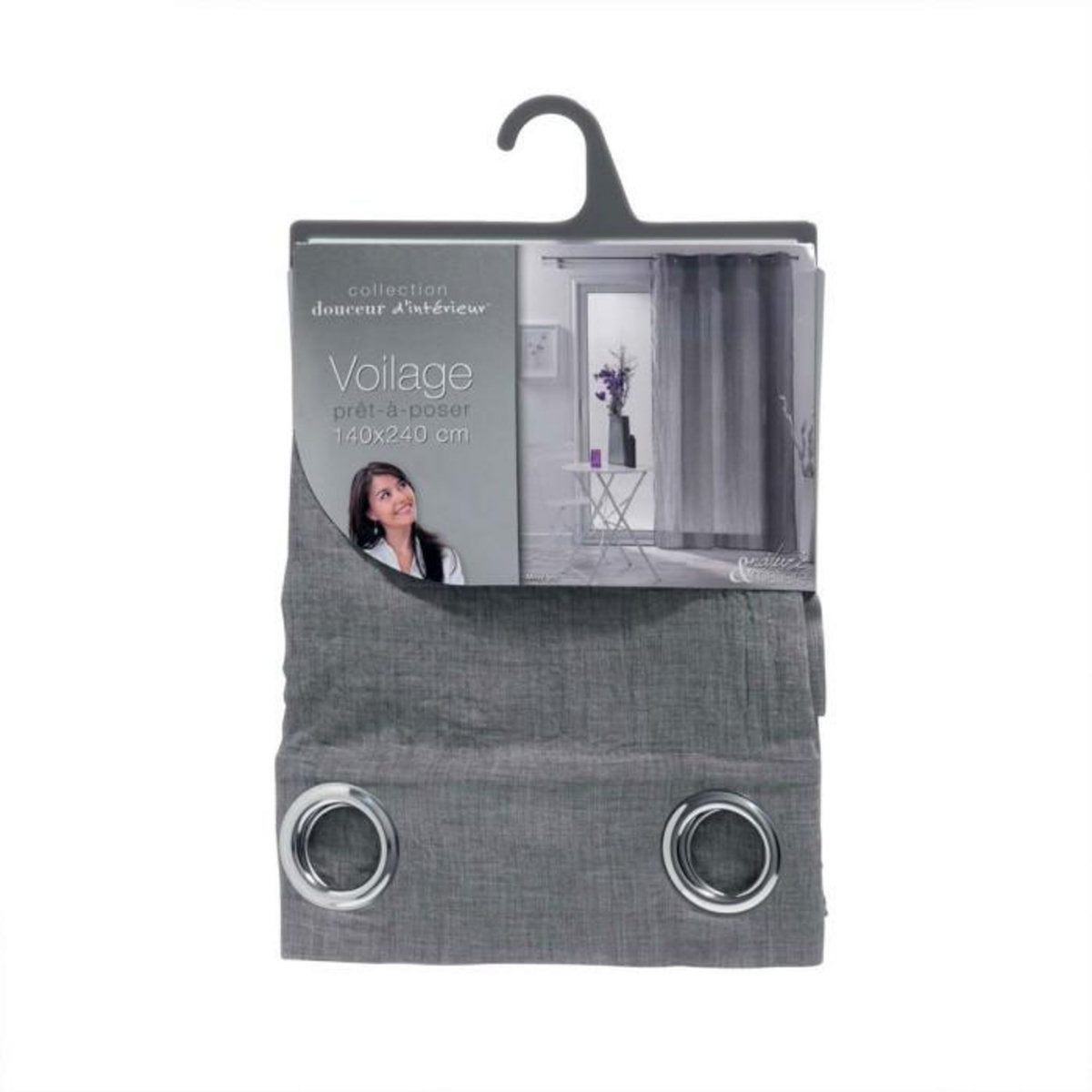 Paris Prix Rideau Voilage à Œillets  Mitsy  140x240cm Gris
