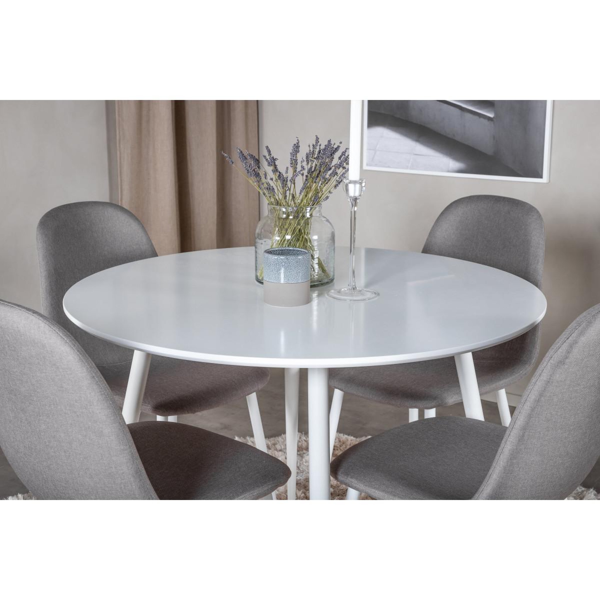 Voir la diapositive 5 : Paris Prix Ensemble table à manger & 4 chaises  plaza & polar  100cm blanc & gris