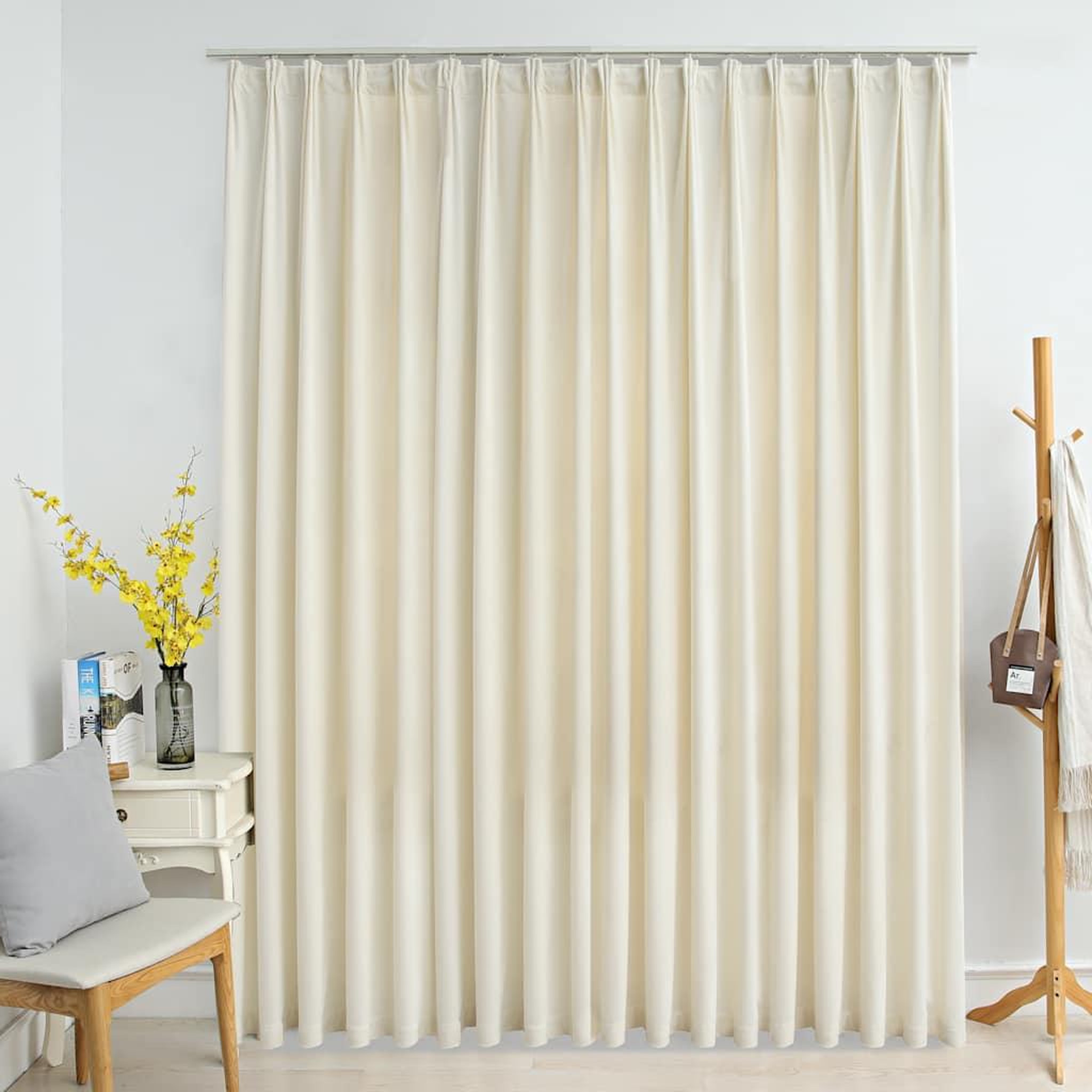 VIDAXL Rideau occultant avec crochets Velours Creme 290x245 cm