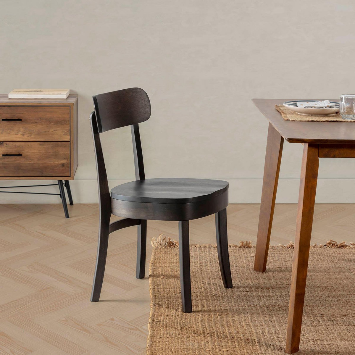 VS VENTA-STOCK Pack de 2 chaises Nala couleur Noir, Bois massif