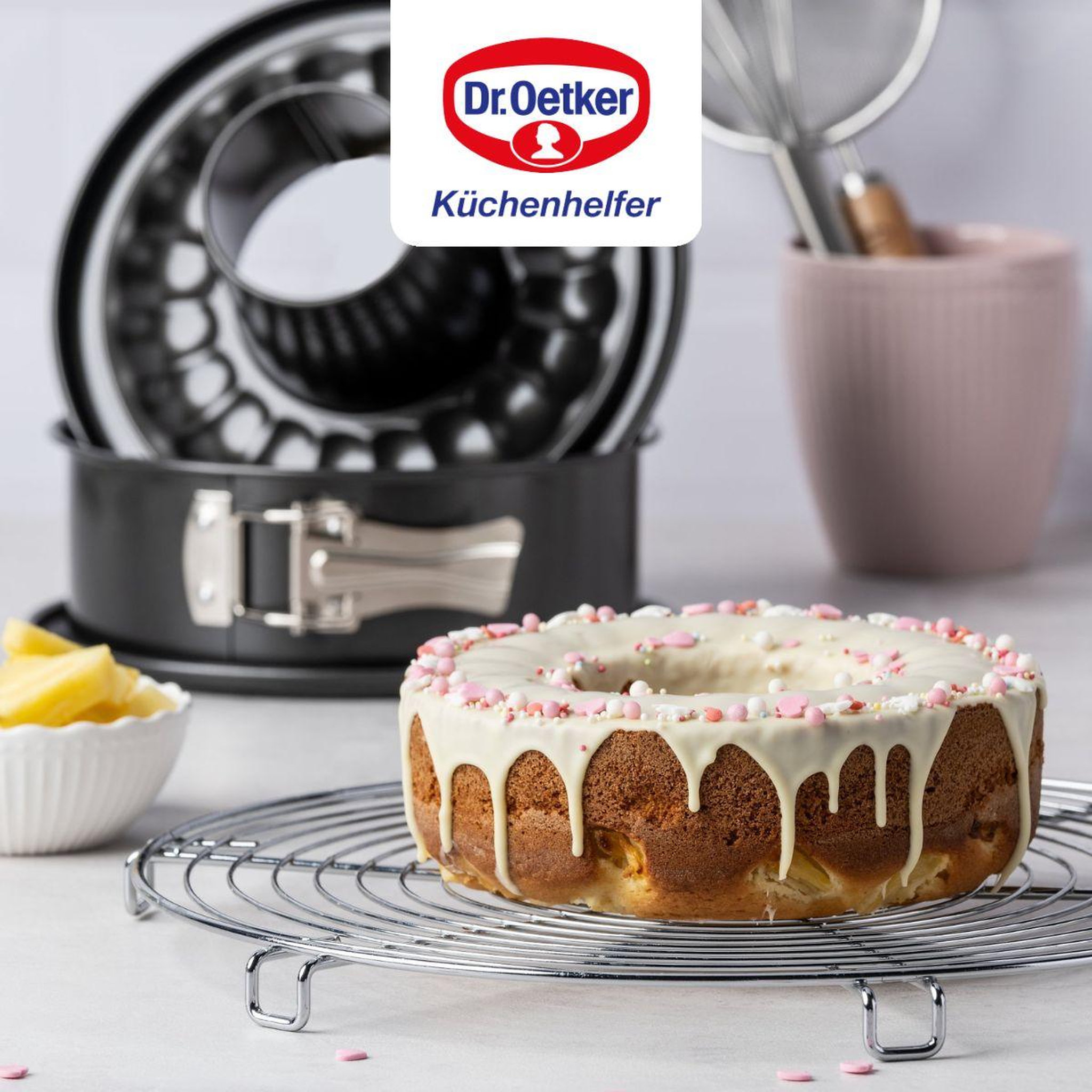Voir la diapositive 4 : DR.OETKER Lot de 2 moules à gâteaux 20/20 cm en acier dr oetker back freude