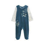 Petit Béguin Pyjama bébé en velours Cacahuète. Coloris disponibles : Bleu