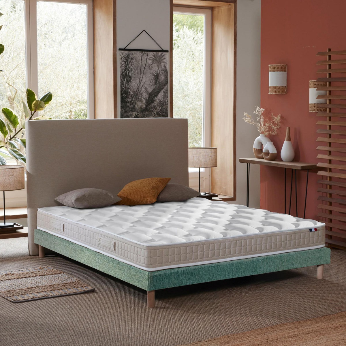 IDLITERIE Ensemble Matelas 100% latex 5 zones ORIGINEL + Sommier - Spécial Dos Sensible - Fabriqué en France