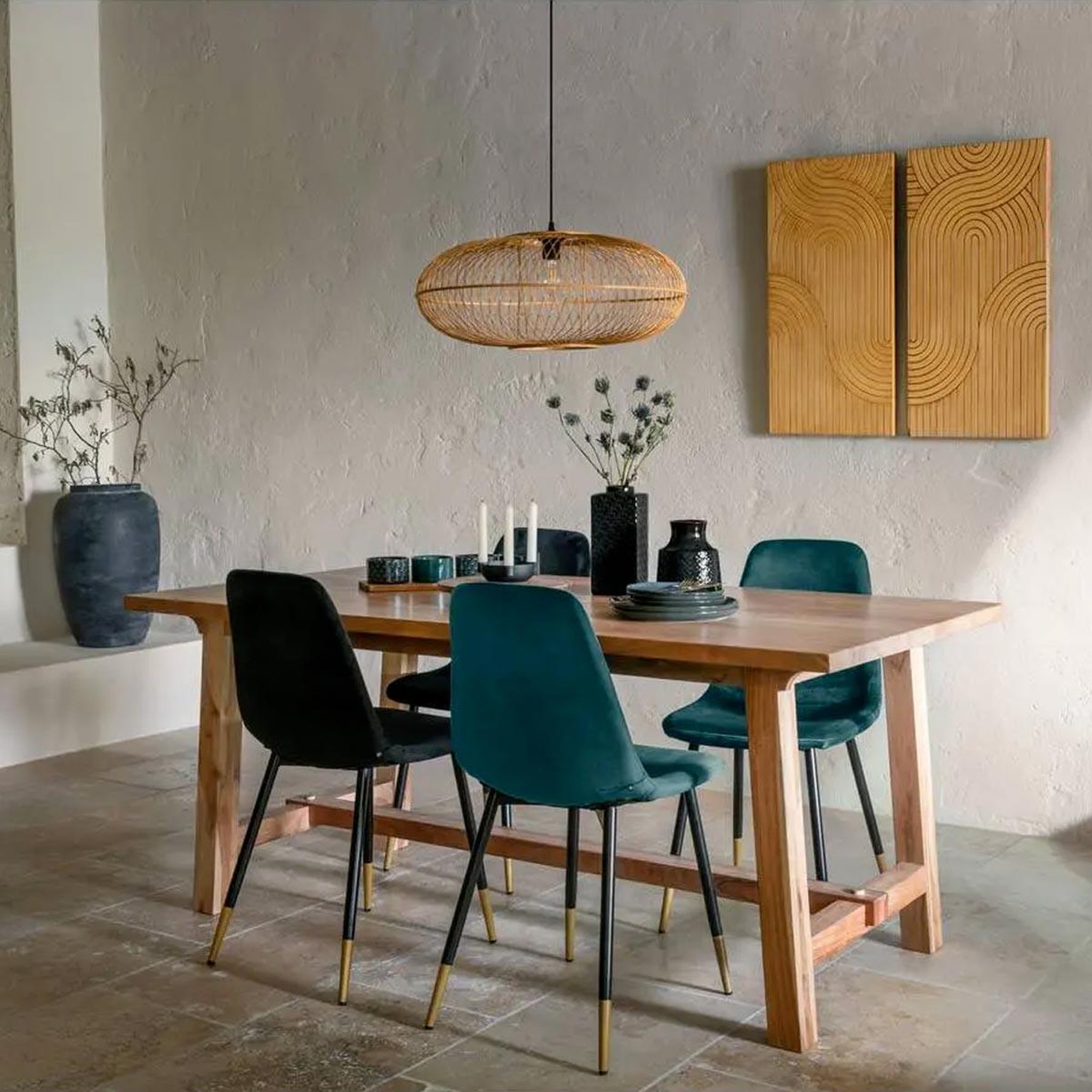 Voir la diapositive 5 : ATMOSPHERA Lampe suspension en bambou  loren  60cm beige