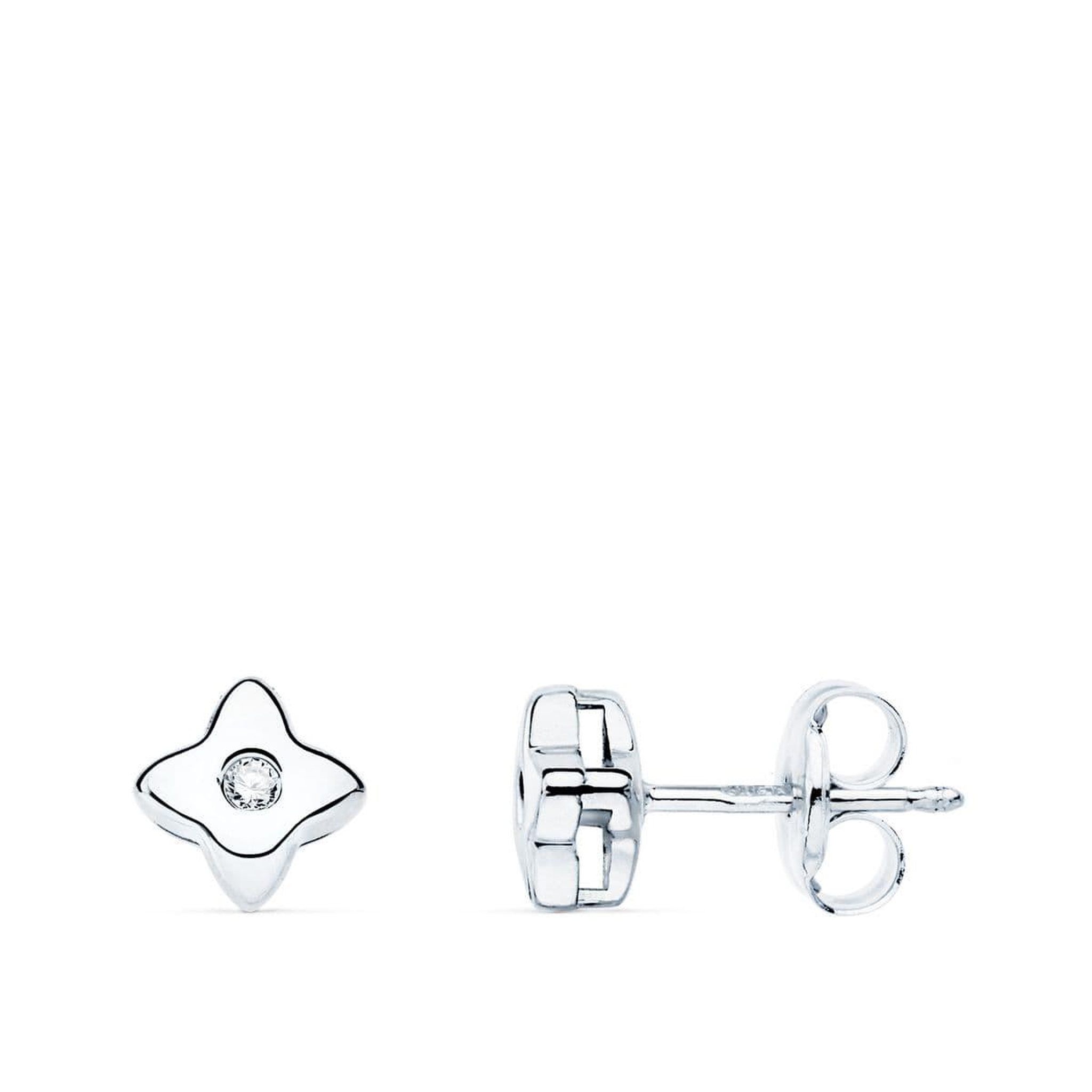 L'ATELIER D'AZUR Boucles d'Oreilles Etoiles Solitaires Diamants de Synthèse 0.03 Carats - Or 18 Carats 750 Blanc