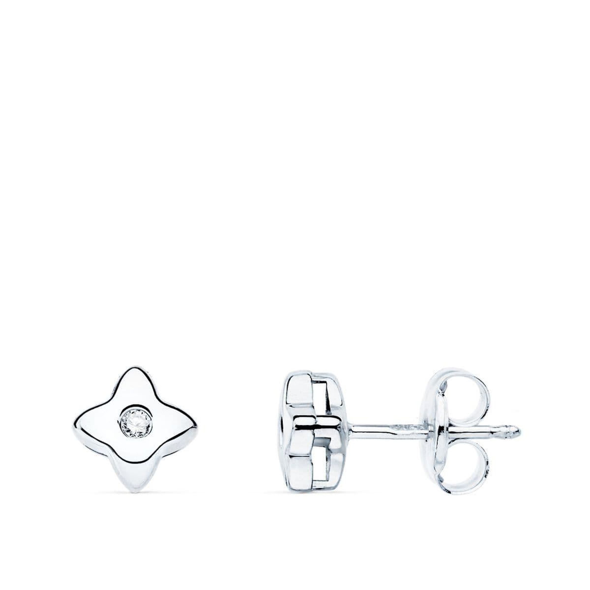 L'ATELIER D'AZUR Boucles d'Oreilles Etoiles Solitaires Diamants de Synthèse 0.03 Carats - Or 18 Carats 750 Blanc
