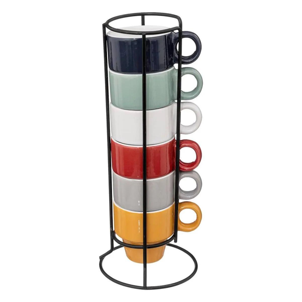 SECRET DE GOURMET Lot de 6 Tasses sur Rack  Colorama  5cl Multicolore