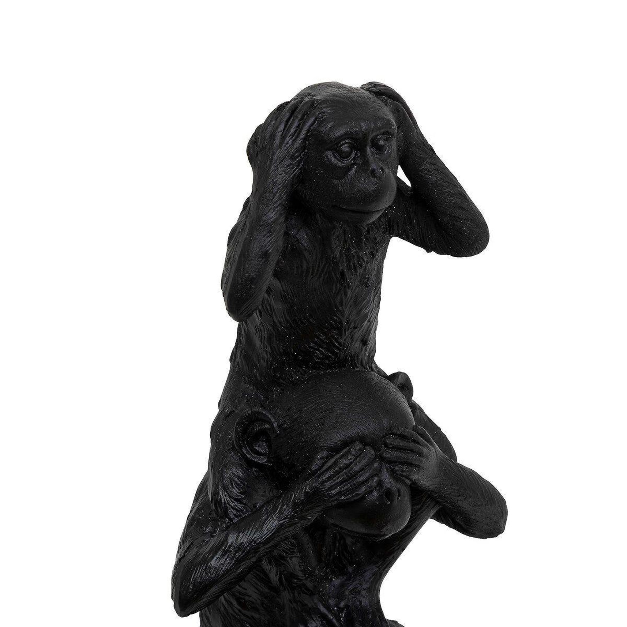 Voir la diapositive 2 : ATMOSPHERA Statuette 3 singes  exotic panama  24cm noir