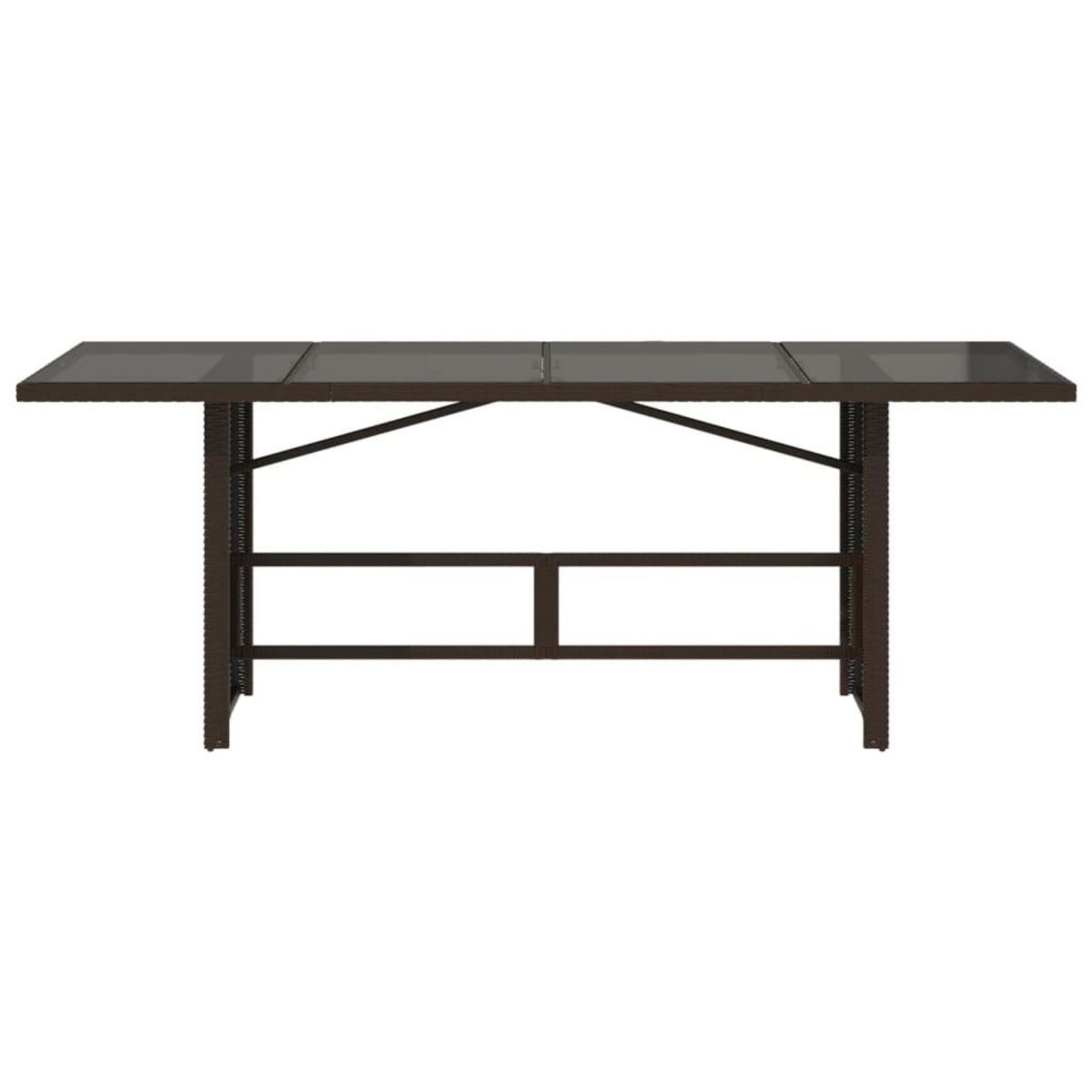 VIDAXL Table de jardin avec dessus en verre marron resine tressee